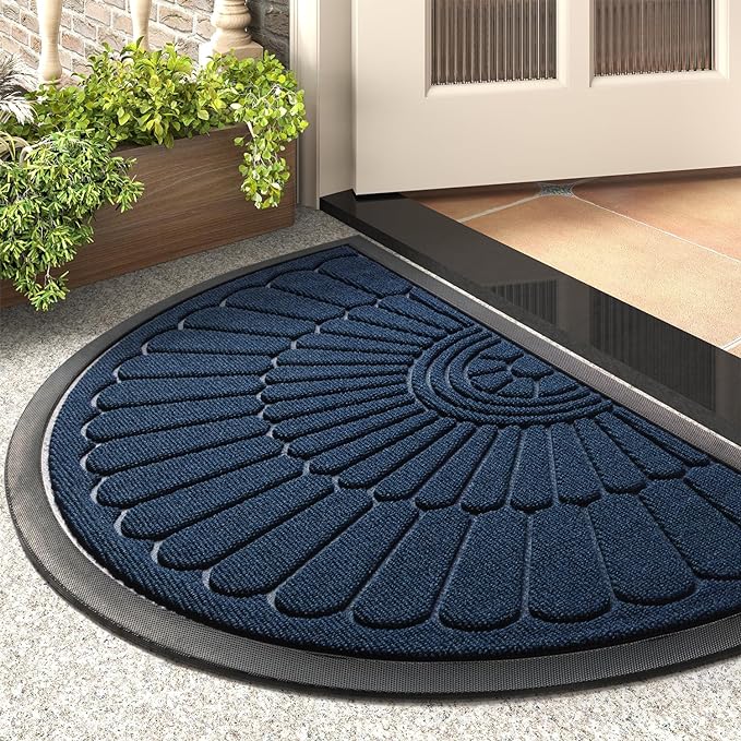 tchdio Door Mat Outdoor Indoor Entrance Doormat-Semicircular Durable Rubber Non by Tchdio