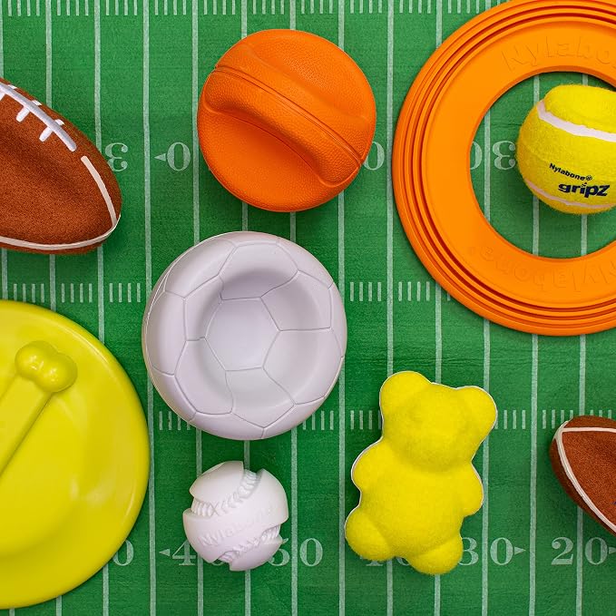 Nylabone Power Play Gripz Felt Basketball Rubber Fetch Toy, Squeaky Ball - Image 3