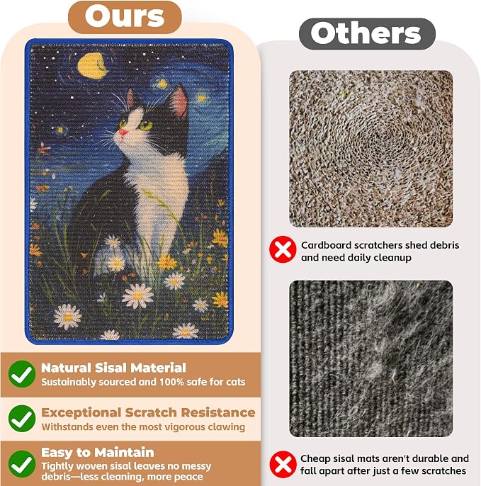 Sisal Cat Scratcher Mat, Cat Wall Scratcher - Image 4