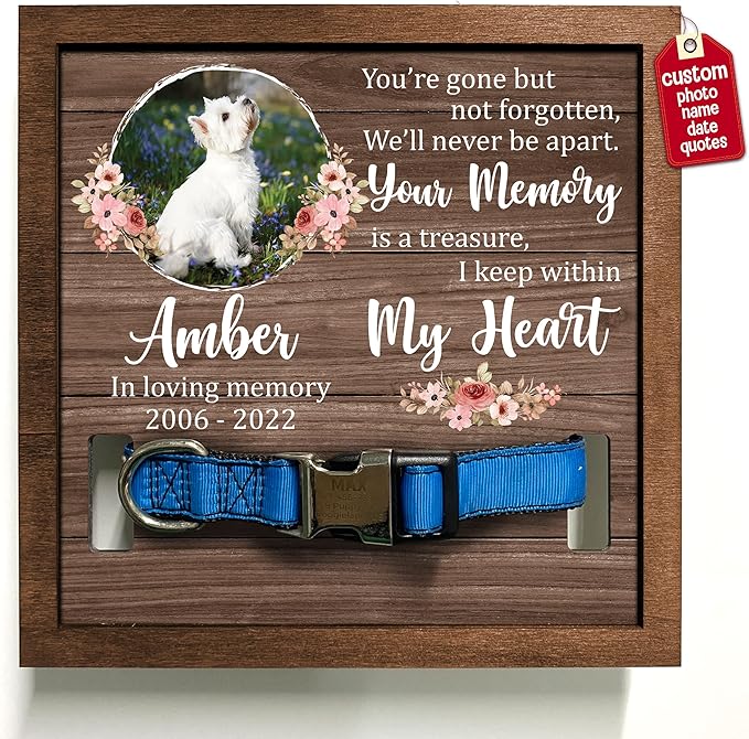 Personalized Pet Loss Gifts Dog Picture Collar Frame Pet Remembrance Memorial by Bfigift