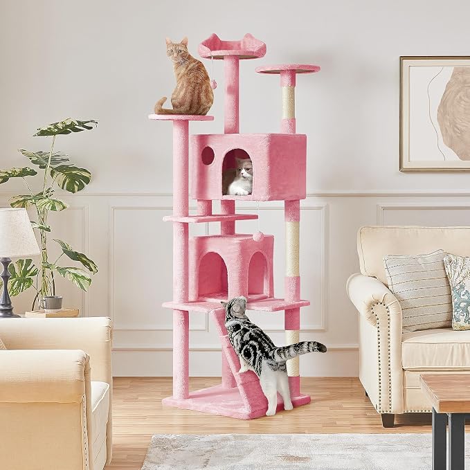 Yaheetech XL Cat Tree, 80in Multi-Level Cat Tower w/Scratching Posts, Double - Image 2