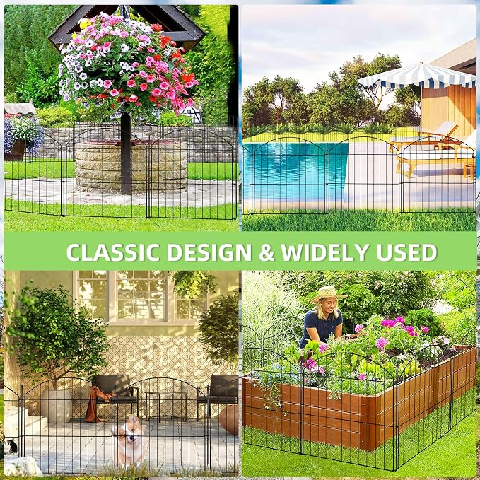 Decorative Garden Fence 24in x20ft, 10 Pack No Dig Fence Animal Barrier - Image 6