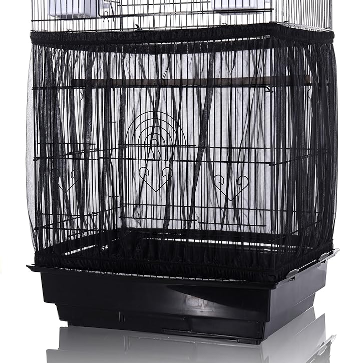 Tamu style Bird Cage Seed Catcher, Stretchy Form Fitting Mesh Skirt Cover by Tamustyle