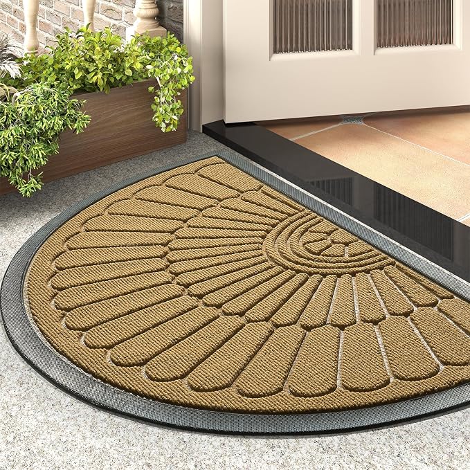 tchdio Door Mat Outdoor Indoor Entrance Doormat-Semicircular Durable Rubber Non by Tchdio