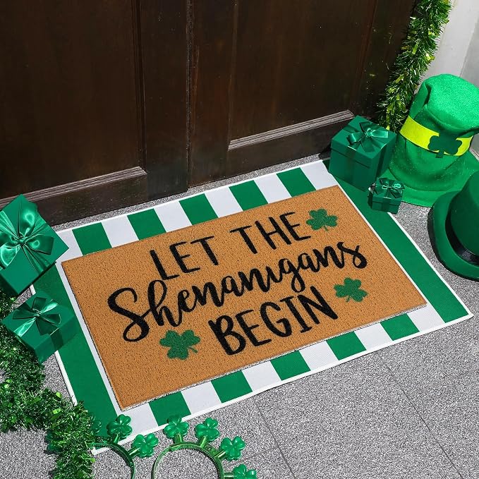 Tinideya 2 Pcs Irish Festival Door Mat Fest Welcome Non Slip Coir Mats - Image 2