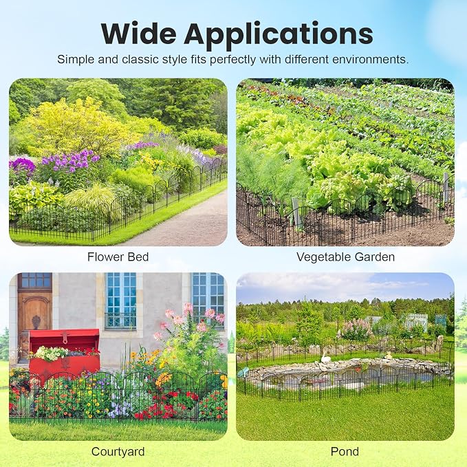 19Pcs Decorative Garden Fence, 20in/20.5ft Rustproof Metal Fences Animal - Image 6