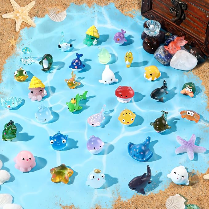 DIYDEC 36pcs Mini Ocean Resin Animals Tiny Sea Animals Figurines Marine by DIYDEC