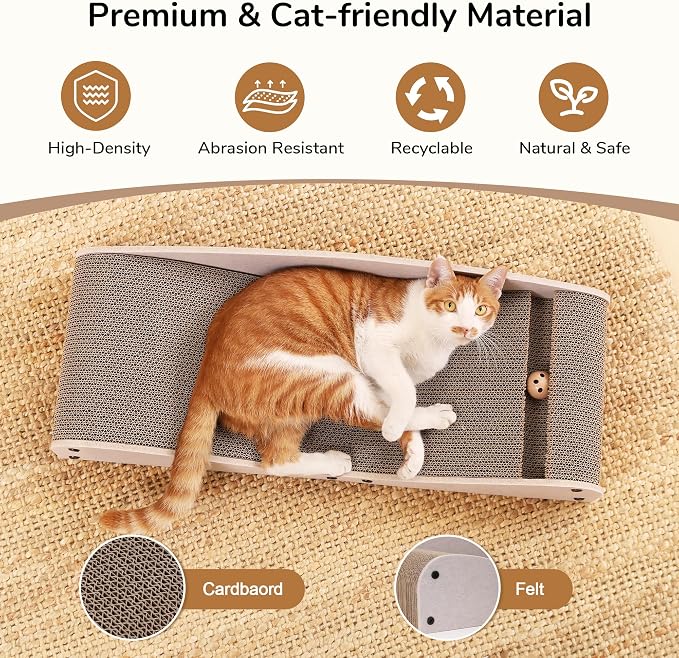 FUKUMARU Cardboard Cat Scratcher Bed, Extra Long 29.1 Inch Cat Scratch Bed - Image 4