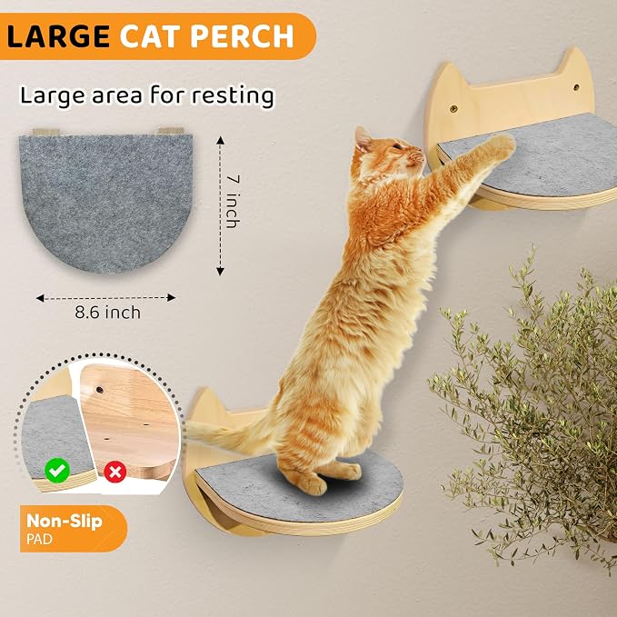 Cat Wall Shelves with 3 Steps – Modern Wood Wall Mounted Furniture, Climber & - Image 5