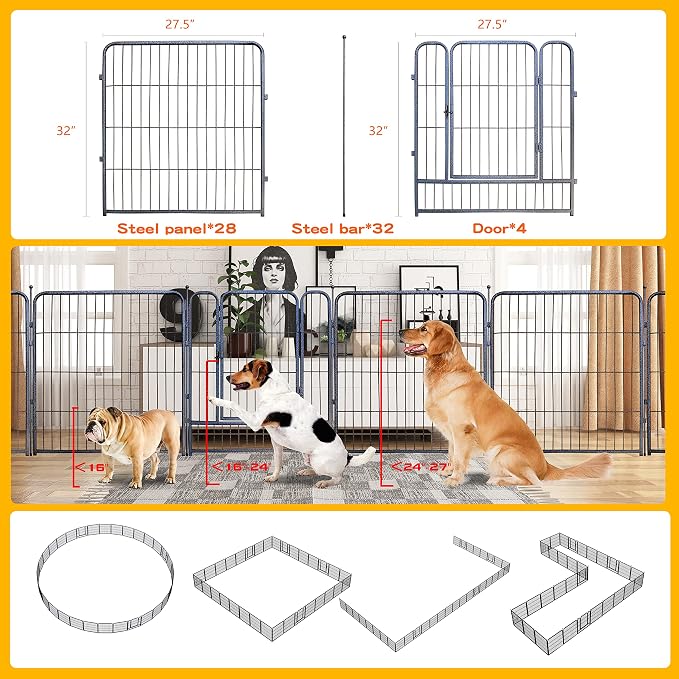 Dog Playpen, 32/40/45 Inch Height in Heavy Duty, Folding Indoor Outdoor - Image 5