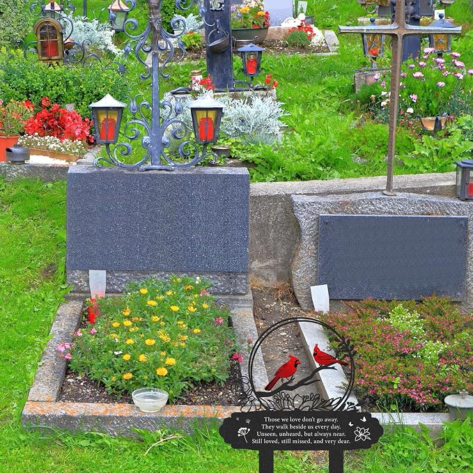 Cardinal Grave Decorations for Cemetery, Metal Memorial Stakes Grave - Image 3