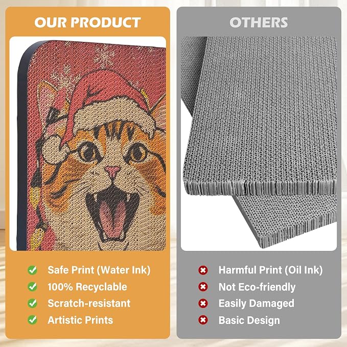 2 Packs Art Cat Wall-Mountable Scratching Board 16.7x11x1 Inch Cat Wall Scratch - Image 6