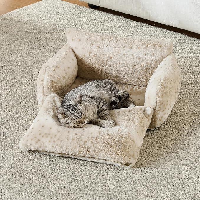 Hollypet Cat Bed Fluffy Plush Mutifuctional Double-Layer Soft Pet Couch - Image 6