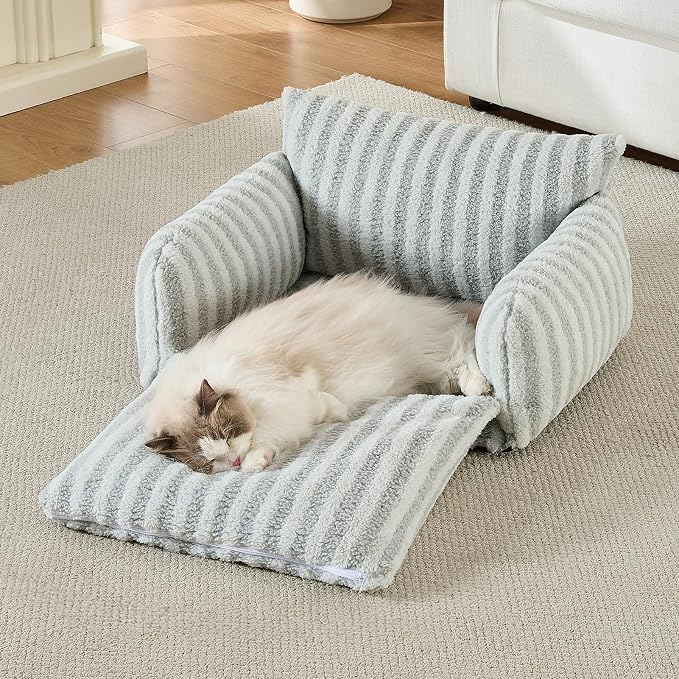 Hollypet Cat Bed Fluffy Plush Mutifuctional Double-Layer Soft Pet Couch - Image 6