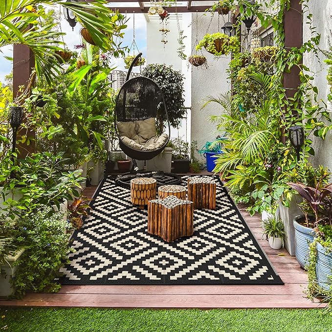 GENIMO 5x8 Outdoor Rug Waterproof, Reversible Mats, Area Rug, Plastic Outside - Image 3