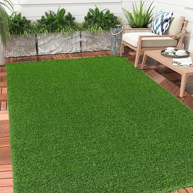 Bsmathom Artificial Grass Rug Indoor Outdoor Rug, 4x6Ft Artificial Grass Area - Image 2