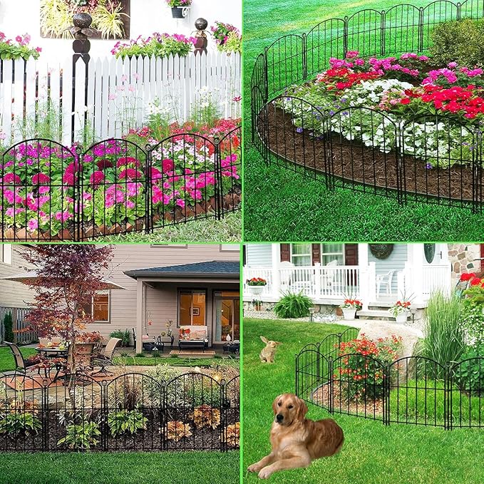 Decorative Garden Fence 17in x10ft, 10 Pack Rustproof Metal No Dig Fence Animal - Image 8