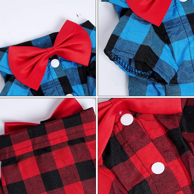 Tongcloud 3 Pack Plaid Puppy Cat Shirt Cute Cat Shirt Dog Shirt - Image 7