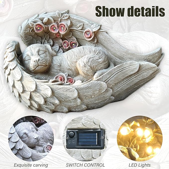 Solar Dog Garden Statues Outdoor Décor- Dog Figurines Solar LED Light Lawn - Image 6