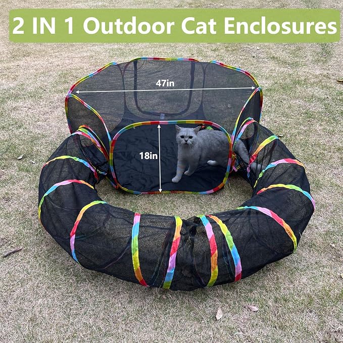 Outdoor Cat Enclosures, Cat Playground Portable Mesh Tent, Outside Circle - Image 5