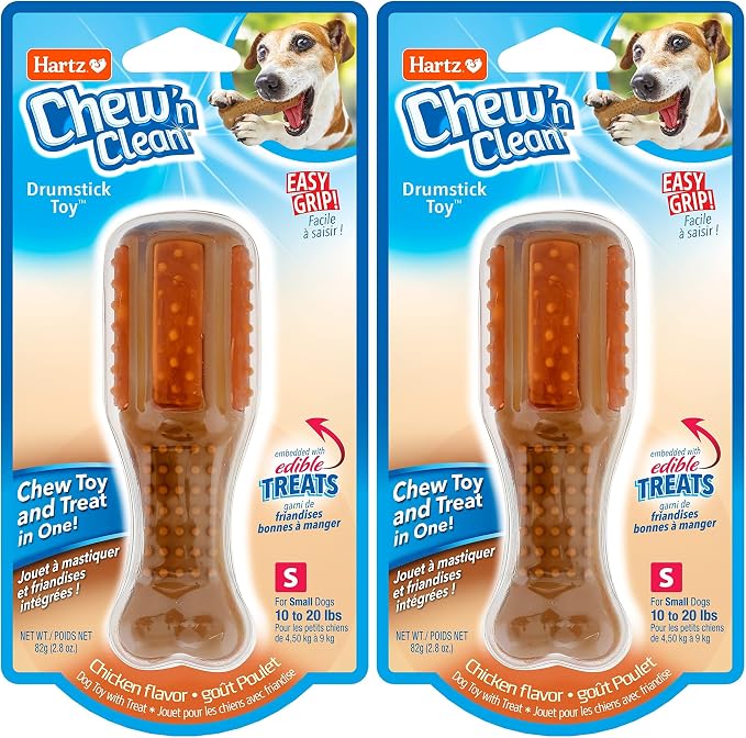 Hartz Chew ‘n Clean Chew Toy and Treat in One Chicken Flavored Drumstick Dog Toy by Hartz