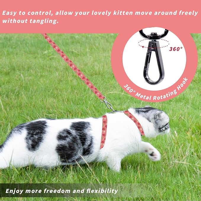 Cat Harness and Leash Set, Adjustable Kitten Harness Escape Proof Cats Harness - Image 5