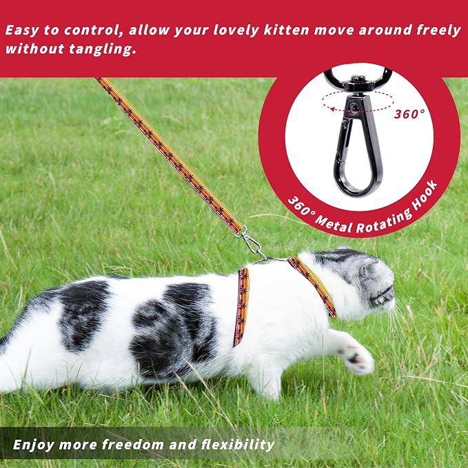 Cat Harness and Leash Set, Adjustable Kitten Harness Escape Proof Cats Harness - Image 5