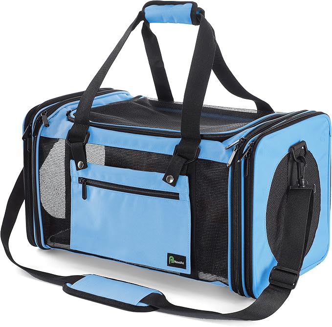 Soft-Sided Pet Carrier for Cats Small Dogs of 15 Lbs Medium Blue by NextFri