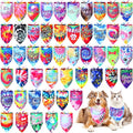 50 Pcs Tie Dye Dog Bandanas Bulk Pet Bibs Colorful Triangle Scarf Tie Dye by Huhumy