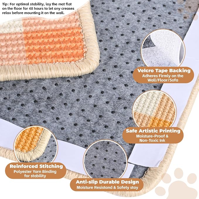 Cat Scratcher Mat, 23.6x15.7 Inch Natural Sisal Cat Scratch Pad, Horizontal Cat - Image 3