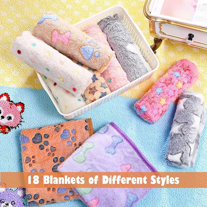 Chumia 18 Pcs Fleece Pet Blanket Soft Warm Sleep Mat Fluffy Cute Puppy Supplies - Image 7