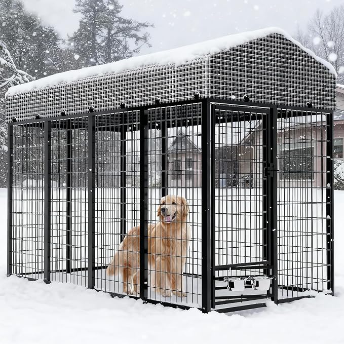 Large Dog Kennel Outside with Roof, Heavy-Duty Indoor Outdoor Dog Run Dog - Image 9