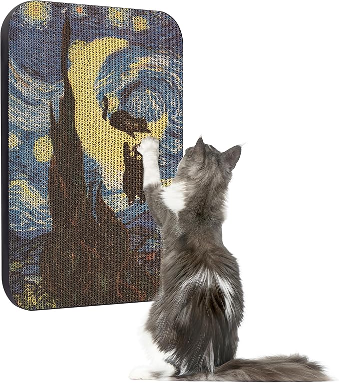 Art Cat Scratcher, Wall-Mountable Cat Scratching Board, Cat Wall Scratcher by LESISSMER