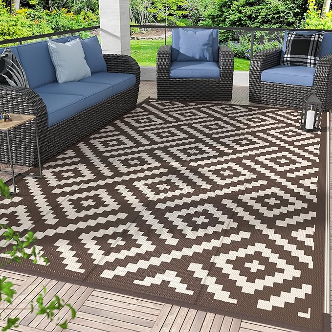 GENIMO 5x8 Outdoor Rug Waterproof, Reversible Mats, Outdoor Area Rug, Plastic by GENIMO