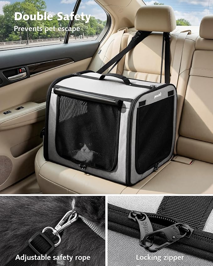 Pecute Dog Car Carrier Light Weight 19.7×16.9×14.8in, Dog Carrier Easy to - Image 2