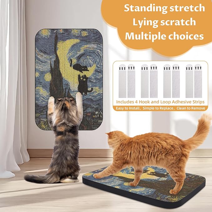 Art Cat Scratcher, Wall-Mountable Cat Scratching Board, Cat Wall Scratcher - Image 3