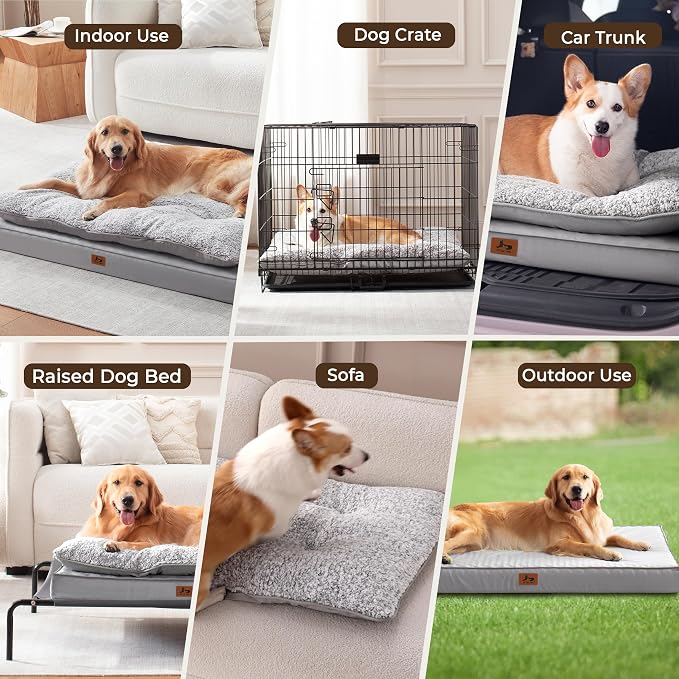2-Pack Waterproof Dog Bed Large Size Dogs, Plush Cushion & Orthopedic Egg-Crate - Image 8