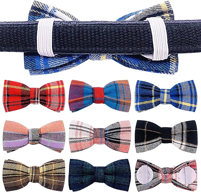 PET SHOW 8pcs Plaid Small Dogs Collar Bow Ties Puppies Cats Collar Charms - Image 6