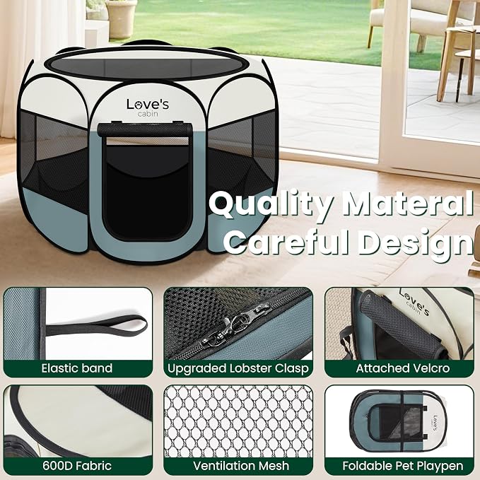 Love's cabin Pet Puppy Dog Playpen, Medium Dog Tent Crates Cage Indoor/Outdoor - Image 5