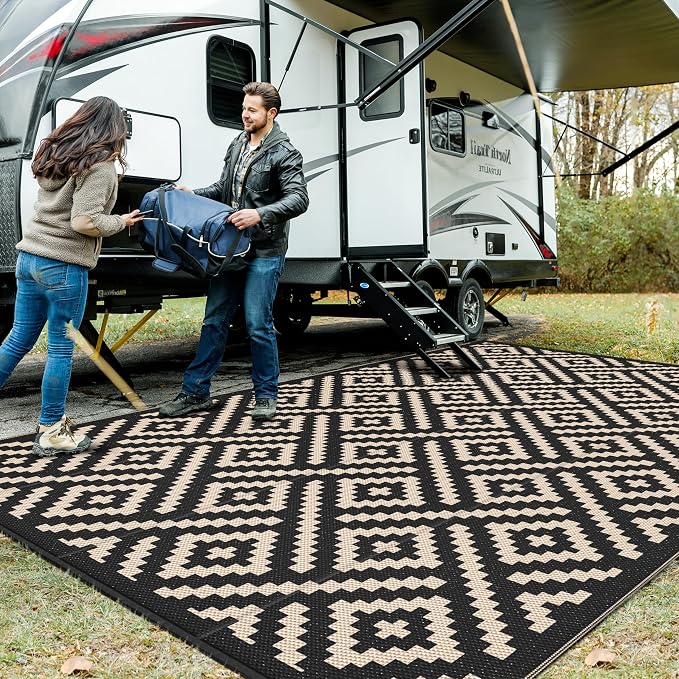 GENIMO Outdoor Rug for Patio Clearance, Reversible Plastic Straw Rugs for RV by GENIMO