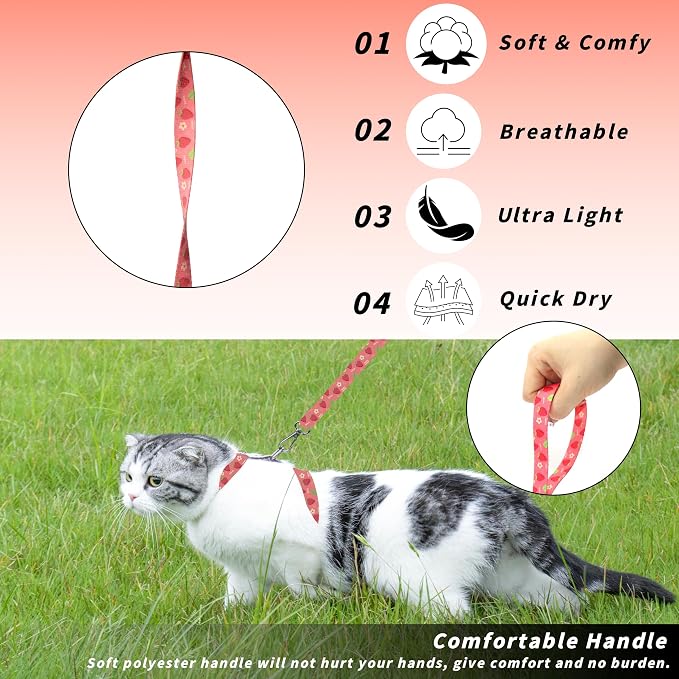 Cat Harness and Leash Set, Adjustable Kitten Harness Escape Proof Cats Harness - Image 3