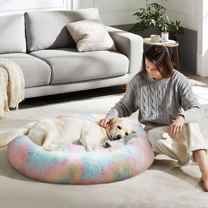 WESTERN HOME WH Calming Dog & Cat Donut Cuddler, Anti-Anxiety Warming Cozy Soft - Image 2