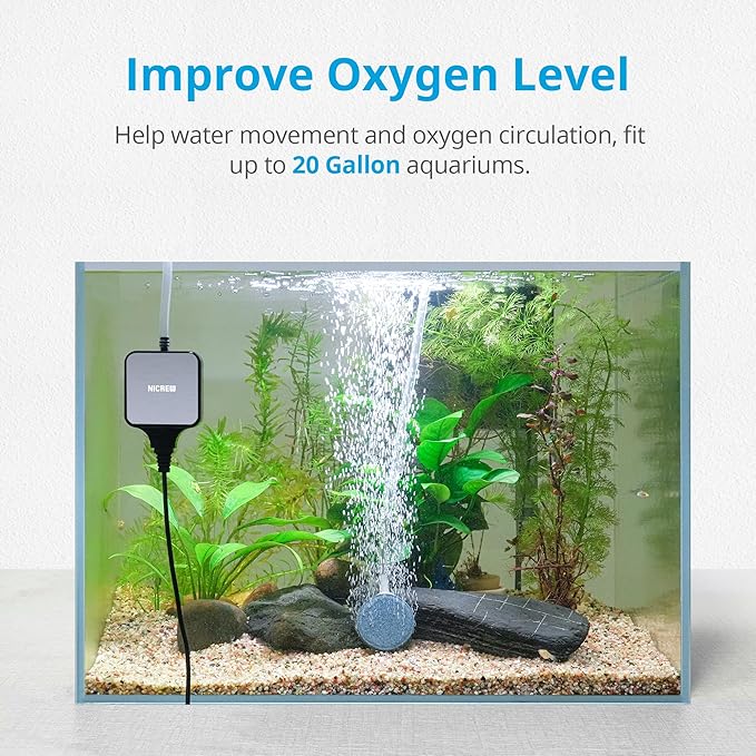 NICREW Nano Silent Aquarium Air Pump Black, Aquarium Aerator - Image 3