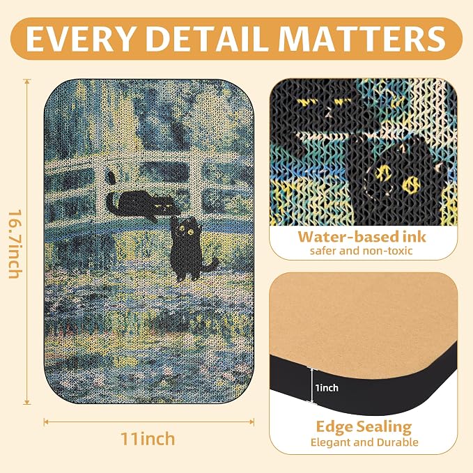 Art Cat Scratcher, Wall-Mountable Cat Scratching Board, Cat Wall Scratcher - Image 2