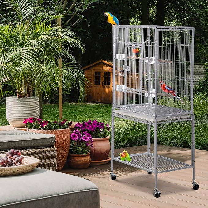 ZENY 53-Inch Bird Flight Cage, Wrought Iron Standing Large - Image 5