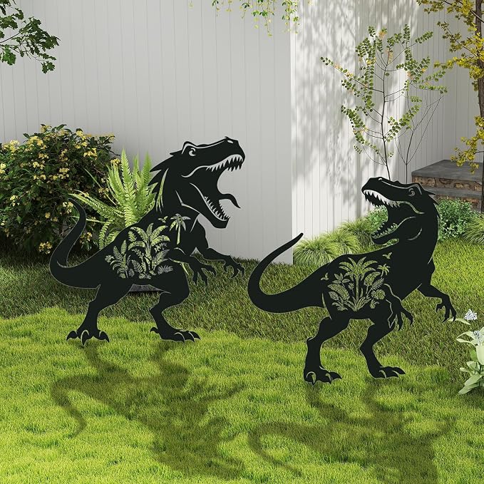 Dinosaur Metal Garden Stakes Yard Decor, Lawn Ornaments - Image 5
