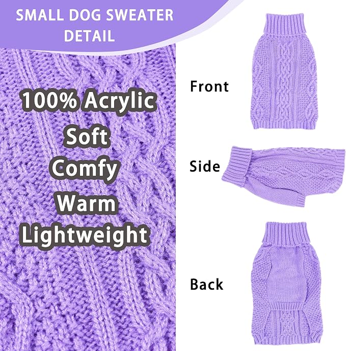 Dog Sweaters for Small Dogs Fall Winter Puppy Sweater Warm Dog Clothes for - Image 4