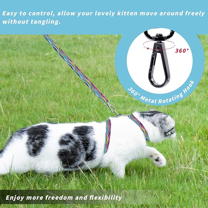 Cat Harness and Leash Set, Adjustable Kitten Harness Escape Proof Cats Harness - Image 5