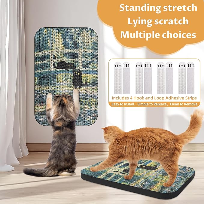 Art Cat Scratcher, Wall-Mountable Cat Scratching Board, Cat Wall Scratcher - Image 3