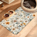 Vintage Flowers Dog Cat Food Mat, Herbs Absorbent Waterproof Placemat by Unknown
